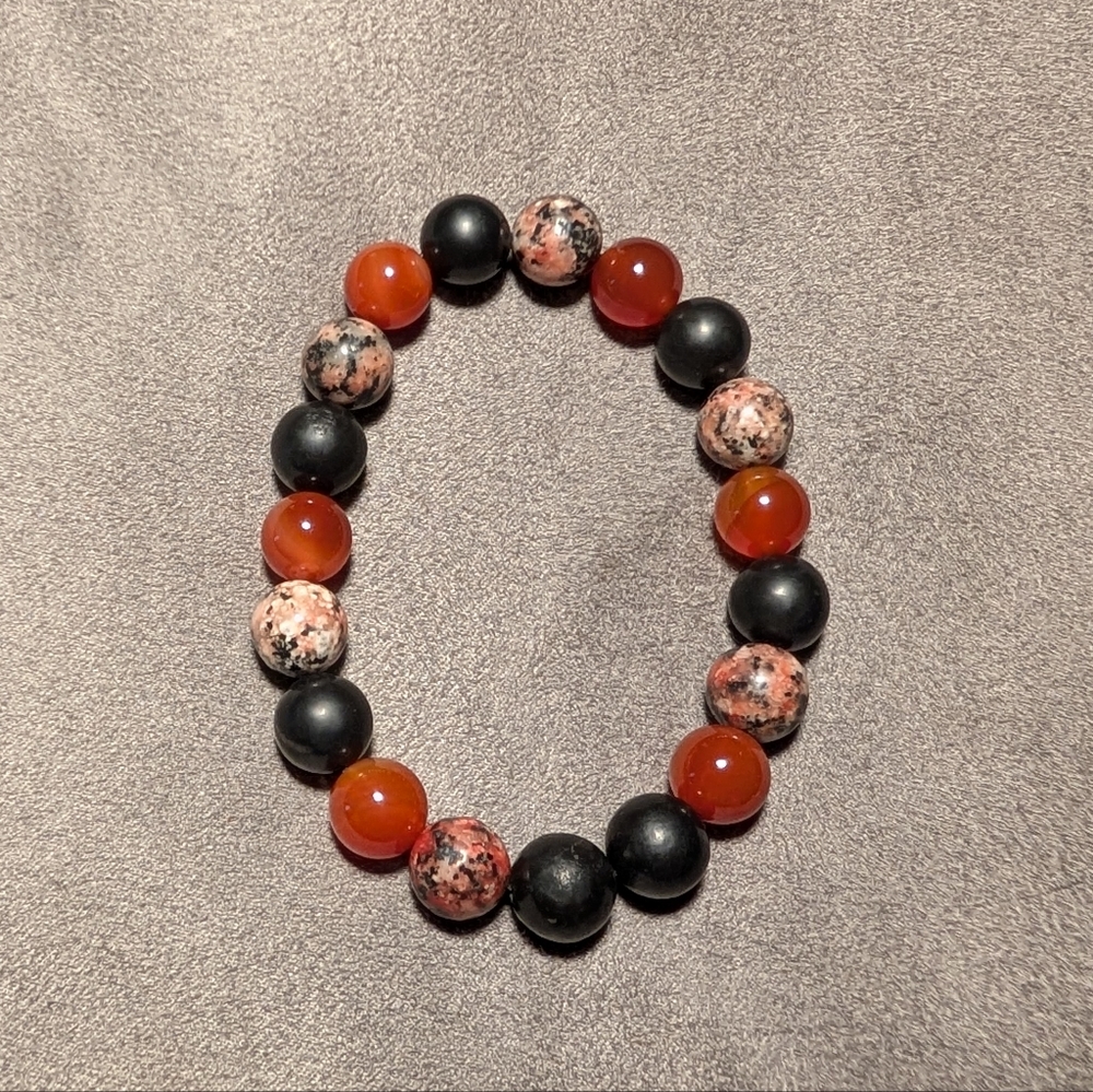 Shungite, Carnelian, And Jasper Bracelet - Picture 3 of 5